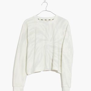 NWT MWL Tie-Dye Crop Sweatshirt Tee size Light Gray and white MORNING MIST